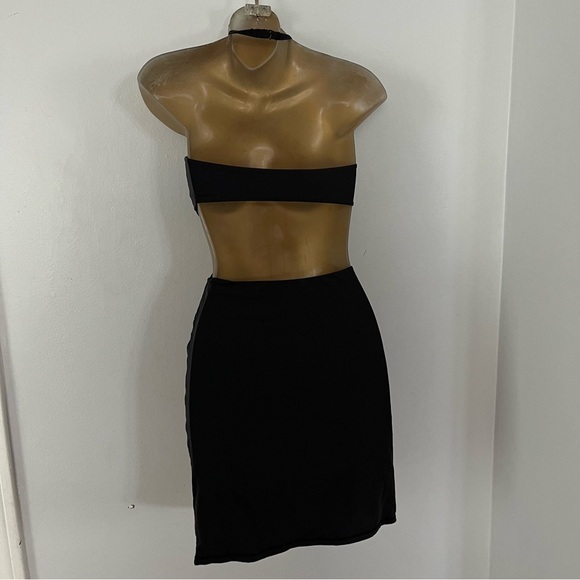 SKIMS Halter Cut-Out Mini Dress – Black – Size XS – Night Out Bodycon - Picture 4 of 5